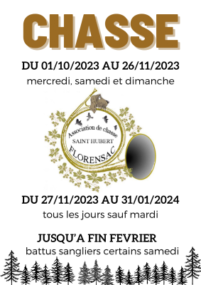 Jours de chasse 2023/2024